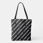 Tote Bag Nom modifiable répété en gras | Blanc noir simple (Dos)