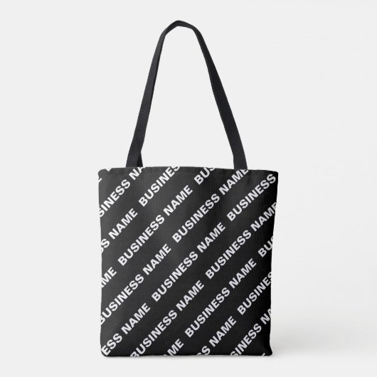 Tote Bag Nom modifiable répété en gras | Blanc noir simple (Dos)