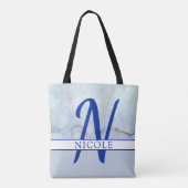 Tote Bag Nom/Monogramme Aquarelle bleue (Dos)