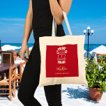 Tote Bag Nom monogramme blanc rouge de l'équipe de croisièr<br><div class="desc">Un arrière - plan rouge,  décoré d'un bateau de croisière et le texte : Croise Squad. Personnalisez et ajoutez vos initiales monographiques et votre nom complet. Retour : aucune conception</div>