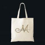 Tote Bag Nom monogrammé élégant en script moderne tendance<br><div class="desc">This monogrammed tote bag features a monogram with modern script font. Personalize it with your name and monogram.</div>