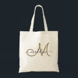 Tote Bag Nom monogrammé élégant et tendance moderne<br><div class="desc">Ce sac fourre-tout monogrammé présente un monogramme avec une police de caractères cursive moderne. Personnalisez-le avec votre nom et monogramme.</div>