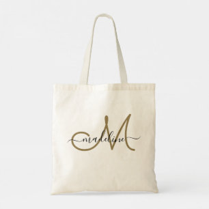 Tote Bag Nom Monogrammé Élégant Script Moderne Tendance