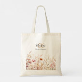 Tote Bag Nom monogramme fleur sauvage beige rose (Dos)