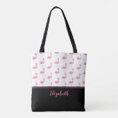 Tote Bag Nom Monogramme mignon Flamant rose rose Élégant Fi (Dos)