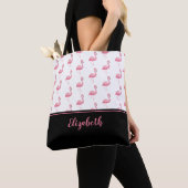 Tote Bag Nom Monogramme mignon Flamant rose rose Élégant Fi (De près)