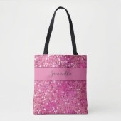 Tote Bag Nom Monogramme Paillettes Rose Chaud Brillant Fémi (Devant)