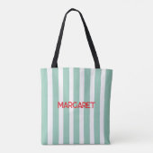 Tote Bag Nom monogramme rayures blanches bleues (Dos)