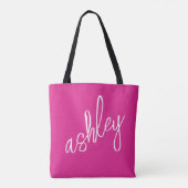 Tote Bag Nom Monogramme Rose Chaud (Dos)