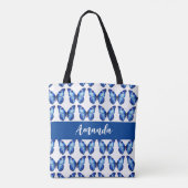 Tote Bag Nom Motif élégant Bleu Bouton (Dos)
