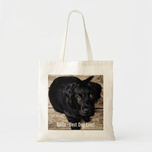 Tote Bag Nom noir personnalisé de photo de chien de