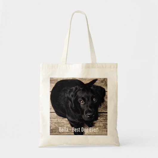 Tote Bag Nom noir personnalisé de photo de chien de (Devant)