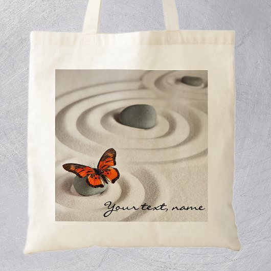 Tote Bag Nom ou texte, Zen Garden Monarch Butterfly