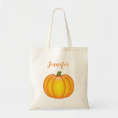Tote Bag Nom Personnalisable Avec Citrouille Automne Illust (Devant)