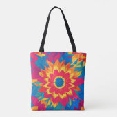 Tote Bag Nom personnalisable Couleurs vives élégant Floral (Dos)