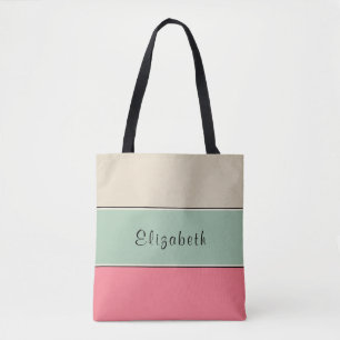 Tote Bag Nom personnalisé à rayures colorées Fourre-tout