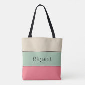 Tote Bag Nom personnalisé à rayures colorées Fourre-tout (Dos)