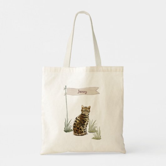 Tote Bag Nom personnalisé Animal de chat Bengale (Dos)