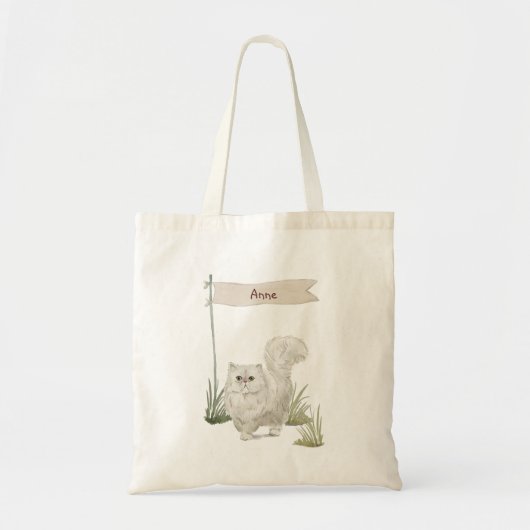 Tote Bag Nom personnalisé Animal de chat persan (Devant)