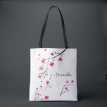 Tote Bag Nom personnalisé aquarelle Cherry Blossom<br><div class="desc">Célébrez l'amitié dans le style avec ce Sac fourre-tout d'aquarelle personnalisée en fleurs de cerisier. Parfait pour les servantes d'honneur, les meilleurs amis ou les réunions de classe, cet élégant fourre-tout floral présente un design d'aquarelle ma fleur de cerisier et peut être customisé avec un nom. Ce sac léger et...</div>