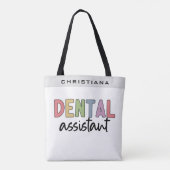 Tote Bag Nom personnalisé Assistant dentaire (Dos)