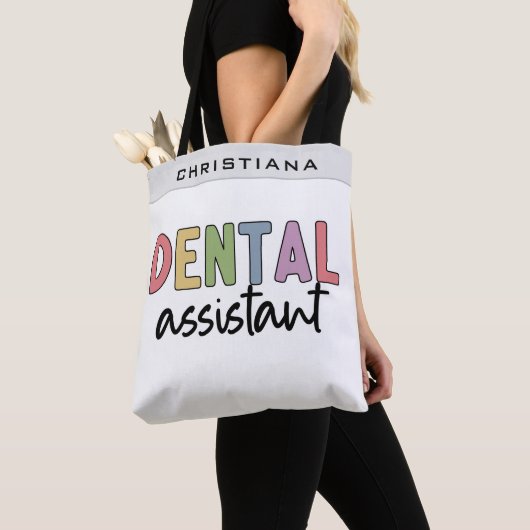 Tote Bag Nom personnalisé Assistant dentaire (De près)