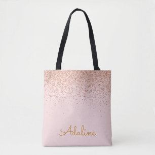 Tote Bag Nom personnalisé avec monogramme et paillettes dor