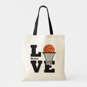 Tote Bag Nom personnalisé Basketball Love (Dos)