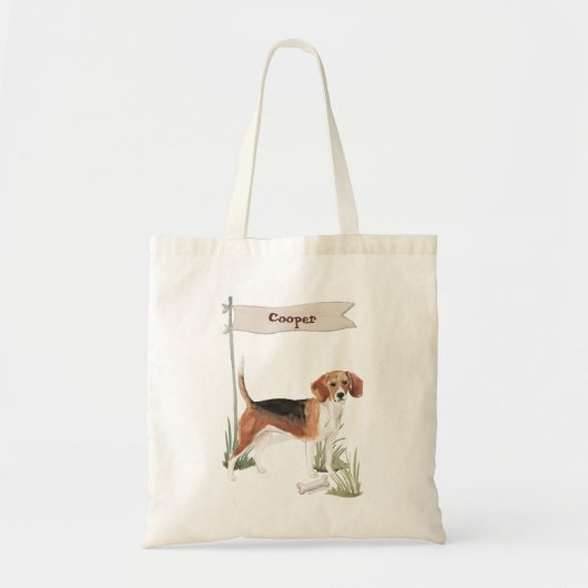 Tote Bag Nom personnalisé Beagle chien animal (Devant)