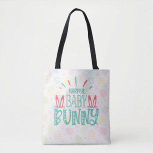Tote Bag NOM PERSONNALISÉ Bébé Papillon de Pâques OEufs