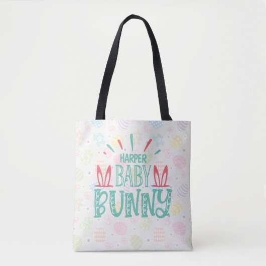 Tote Bag NOM PERSONNALISÉ Bébé Papillon de Pâques OEufs (Devant)