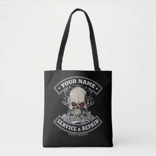 Tote Bag Nom personnalisé Biker Mécanique Skull Motorcycle