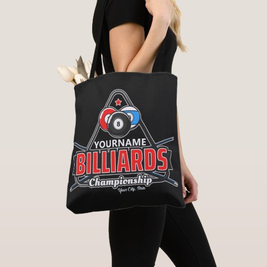 Tote Bag NOM Personnalisé Billard 8 Ball Pool Cue Rack (De près)