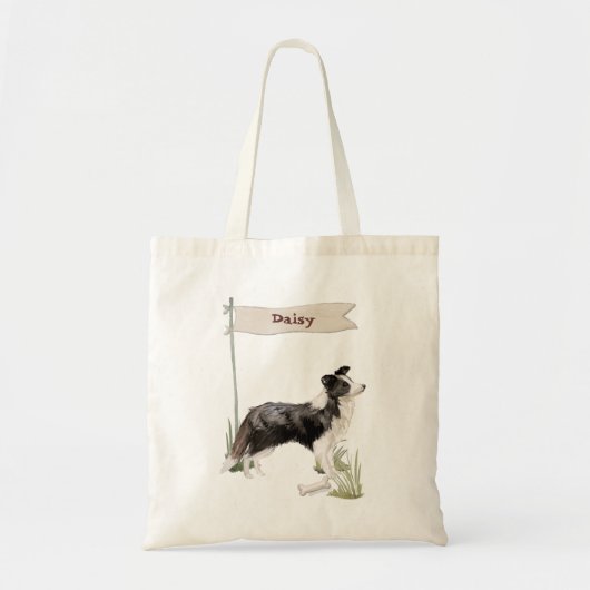 Tote Bag Nom personnalisé Bordure Collie chien animal (Devant)