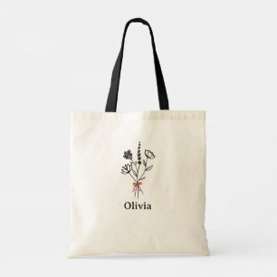 Tote Bag Nom Personnalisé, Bow Flower Russe, Bridesmaid, Ma