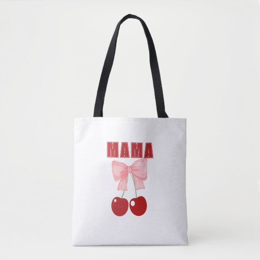 Tote Bag Nom personnalisé, Bow rose et Coquette Cerises rou (Devant)