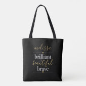 Tote Bag Nom personnalisé Brillant Belle Brave (Dos)