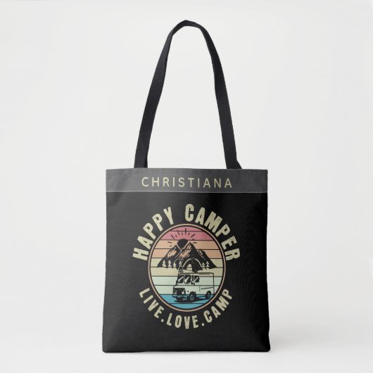Tote Bag Nom Personnalisé Camping - Live. Amour. Camp (Devant)