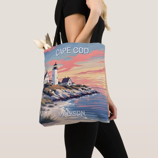 Tote Bag Nom personnalisé Cape Cod Massachusetts (De près)
