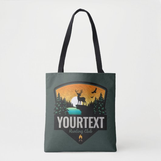 Tote Bag NOM personnalisé Chasse aux wapitis Coucher de sol (Devant)