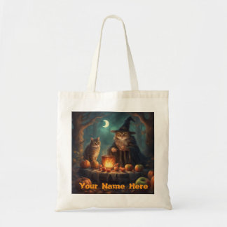 Tote Bag Nom personnalisé Chats d'Halloween en costume