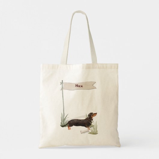 Tote Bag Nom personnalisé Chien de compagnie noir et tan Da (Dos)