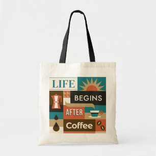 Tote Bag Nom personnalisé Citations de café coloré