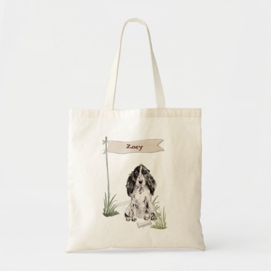 Tote Bag Nom personnalisé Cocker Spaniel Pet Chien (Devant)