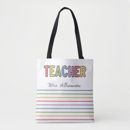 Tote Bag Nom personnalisé Colorful Enseignant Appréciation  (Devant)