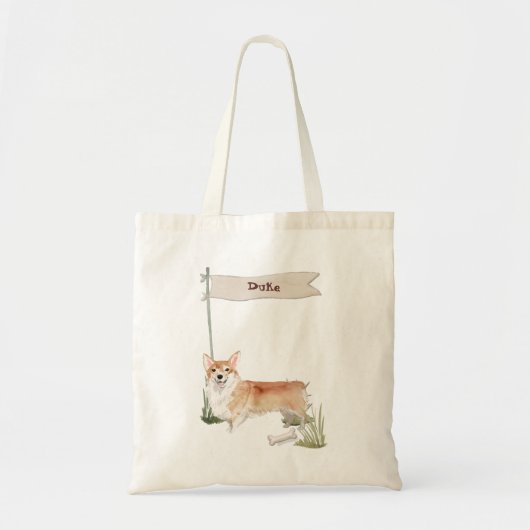 Tote Bag Nom personnalisé Corgi chien animal (Devant)