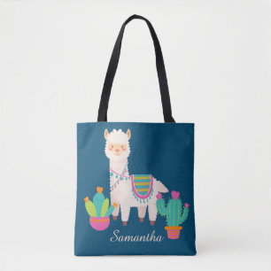 Tote Bag Nom personnalisé Cute Llama