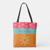 Tote Bag Nom personnalisé de la fleur rétro (Dos)