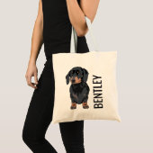 Tote Bag Nom personnalisé de l'animal de compagnie Dachshun (Devant (produit))