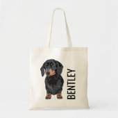 Tote Bag Nom personnalisé de l'animal de compagnie Dachshun (Devant)